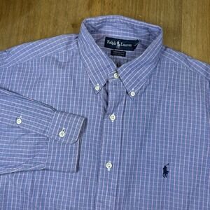 Ralph Lauren Yarmouth Long Sleeve Dress Shirt Mens 16 32/33 Blue/Pink Checkered